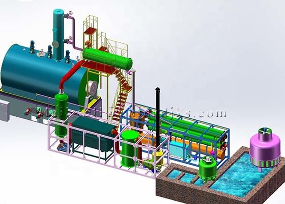 30TPD 2.6*8m 16KW Waste Materials To Fuel Oil Distillation Plant